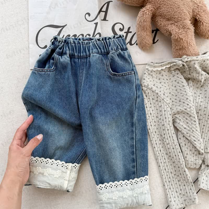 Toddler Girl Lace Denim Pants