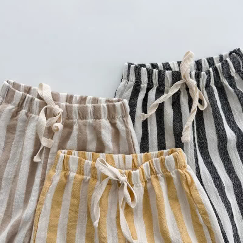 Baby Striped Drawstring Casual Pants