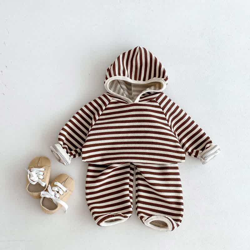 Baby 2-Piece Hooded Striped Sweatsuit Set