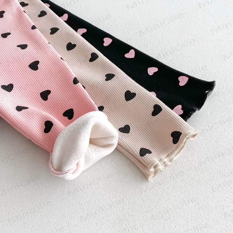 Baby Toddler Girl Heart Fleece Lined Leggings