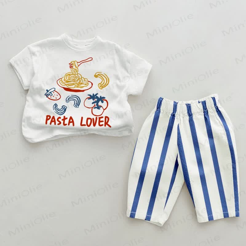 PASTA LOVER Baby Blue Vertical Striped 2-piece Set