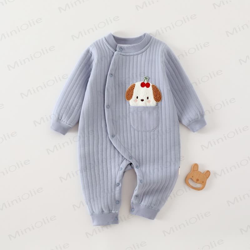 Baby Solid Color Animal Striped Romper