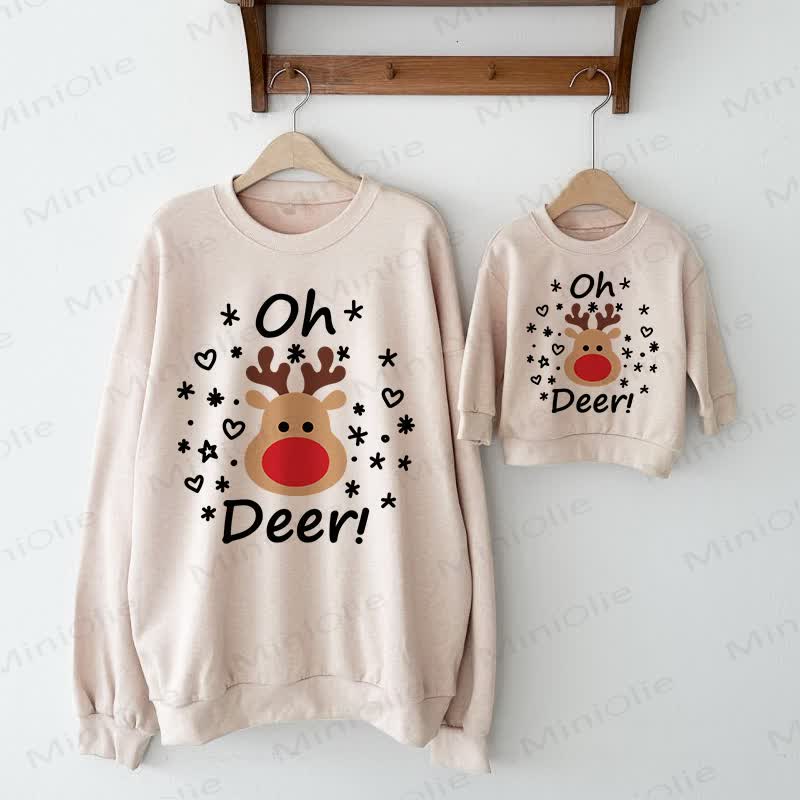 OH DEER Beige Family Sweatshirt