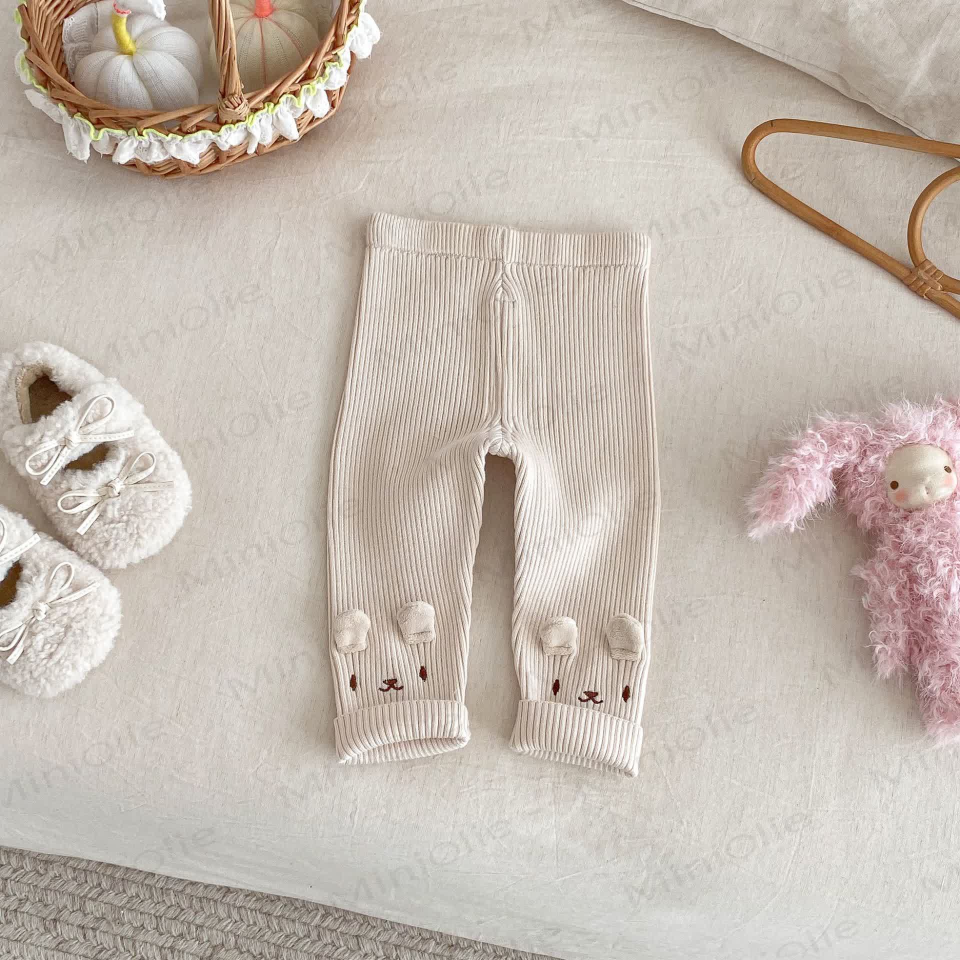 Baby Toddler Girl Embroidered Bunny Knitted Leggings