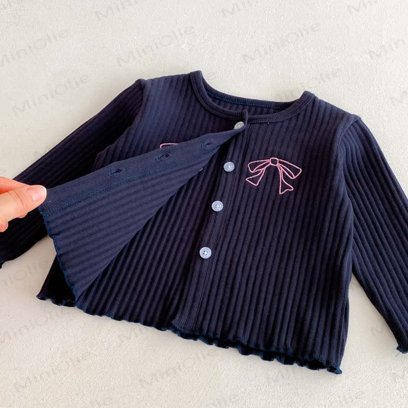 Baby Toddler Girls Embroidered Bow Blue 2-piece Set