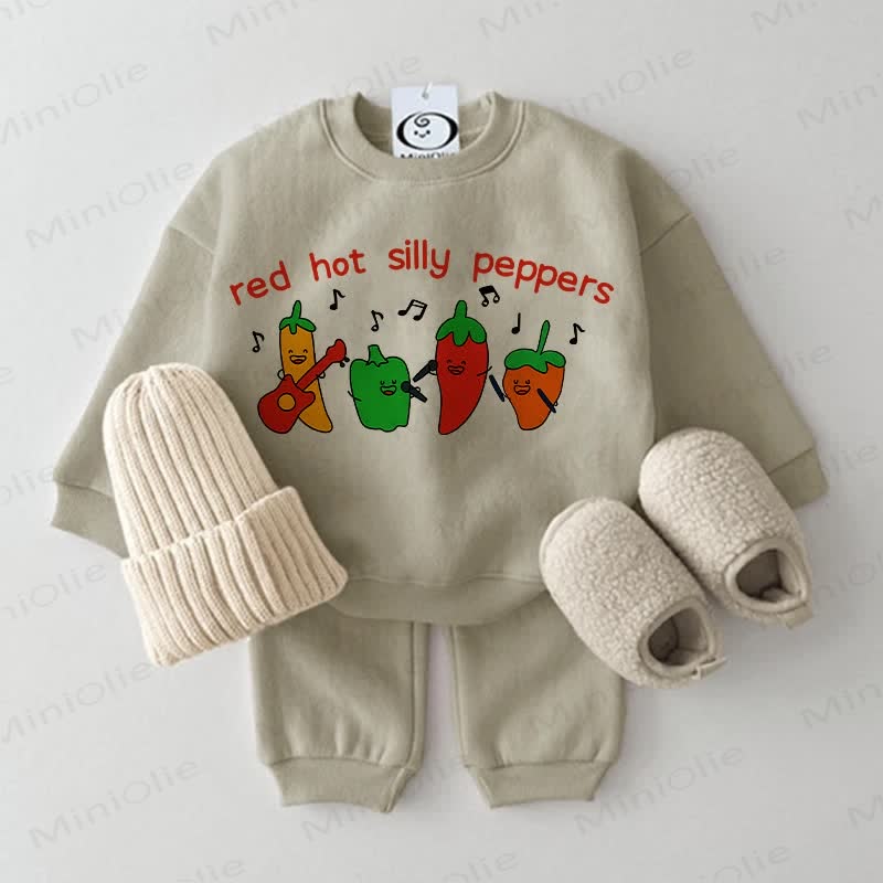 RED HOT SILLY PEPPERS Baby 2-piece Grey Green Set