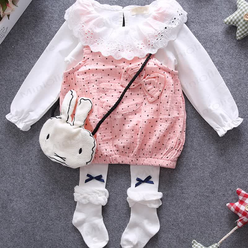 Baby White Top and Star Dress 2-piece Set