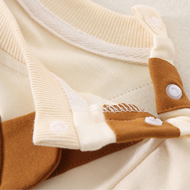 Baby Bear Color Block Romper with Hat