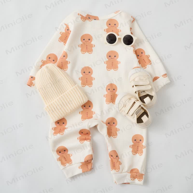 Baby Gingerbread Man Waffle Romper