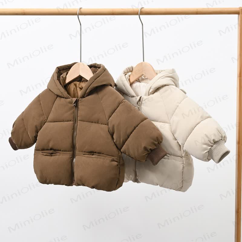 Baby Toddler Solid Color Hooded Outerwear
