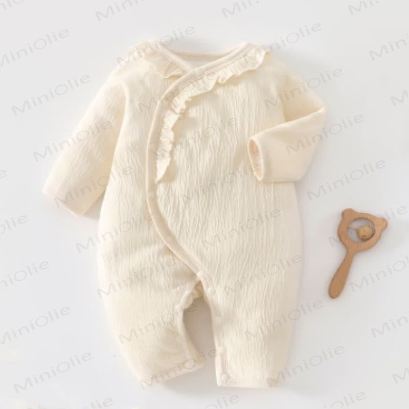 Baby Ruffled Solid Color Quilted Romper