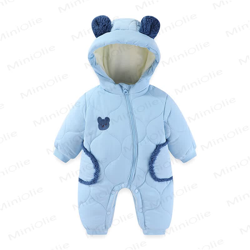 Baby Quilted Bear Hooded Romper