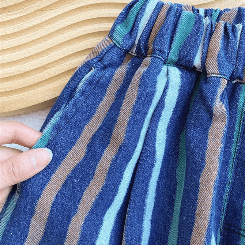 Toddler Colorful Vertical Striped Denim Pants
