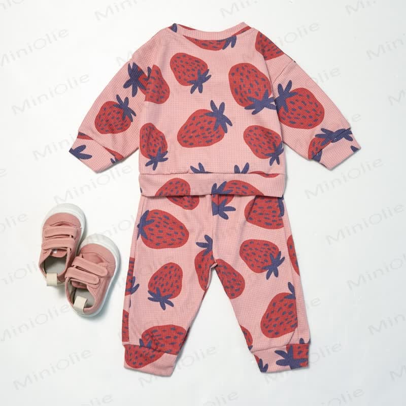 Baby Strawberry Waffle Sweatshirt 2-piece Set