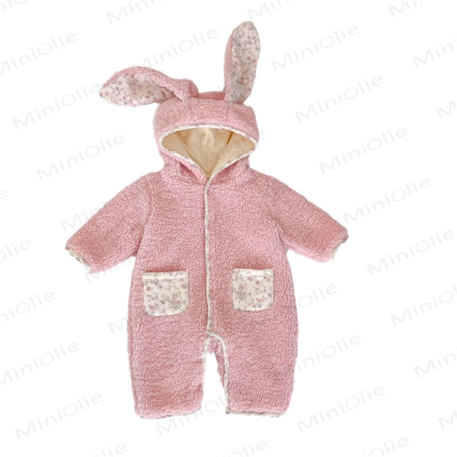 Baby Floral Bunny Ear Hooded Romper