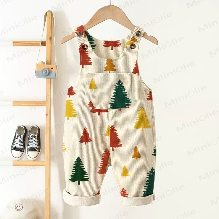 Baby Toddler Autumn Color Christmas Tree Corduroy Overalls