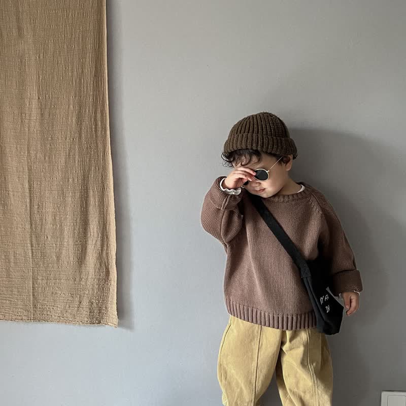 Toddler Solid Color Loose Relax Sweater
