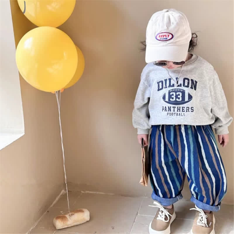 Toddler Colorful Vertical Striped Denim Pants