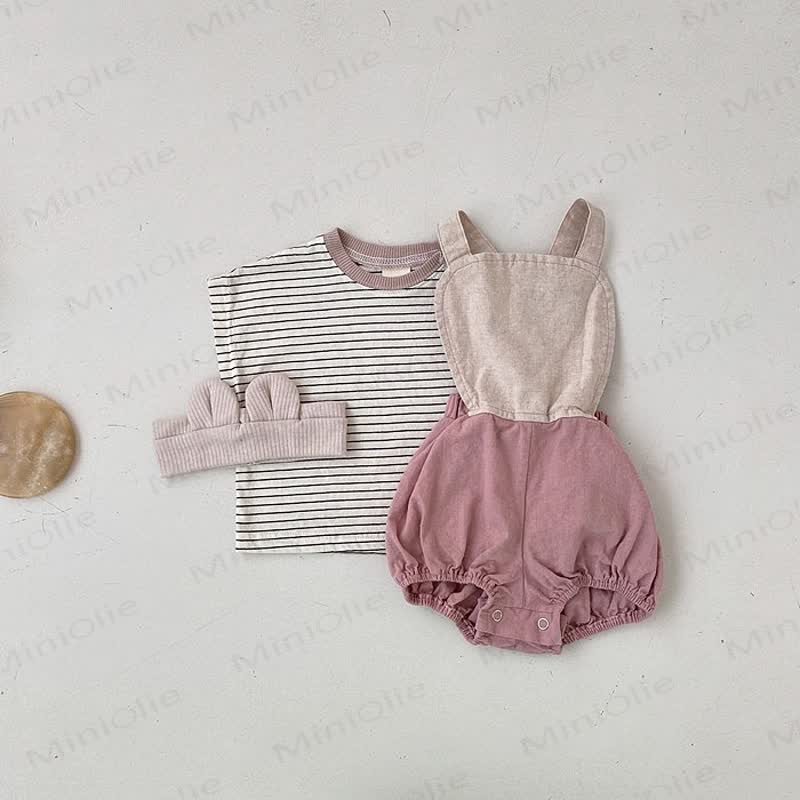 Baby Contrast Collar Striped T-Shirt