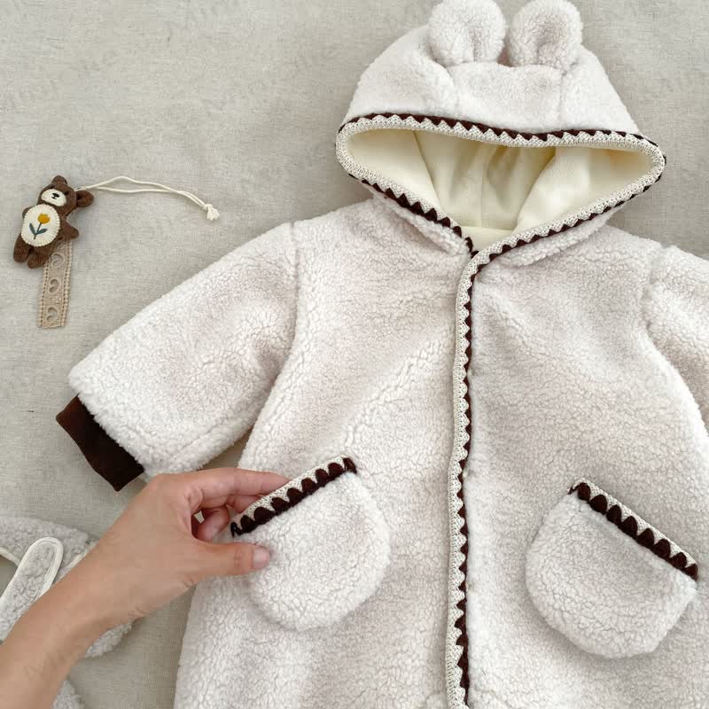 Baby Fleece Pocket Hooded Romper