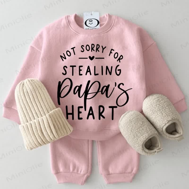 NOT SORRY FOR STEALING PAPA'S HEART Baby 2-piece Pink Set