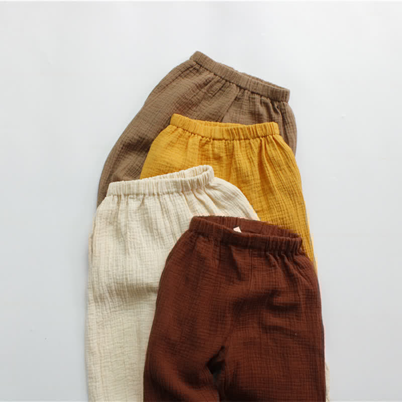 Toddler Retro Solid Color Linen Pants