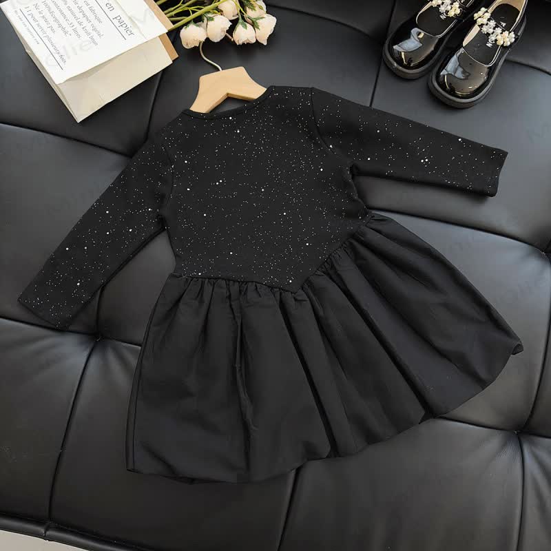 Toddler Girls Sequins Black 2-piece Set Dress
