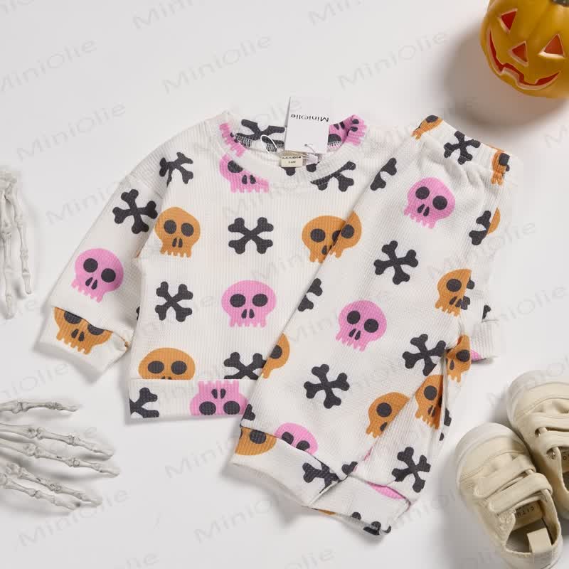 Baby Toddler Skull Printed Waffle 2-piece Set