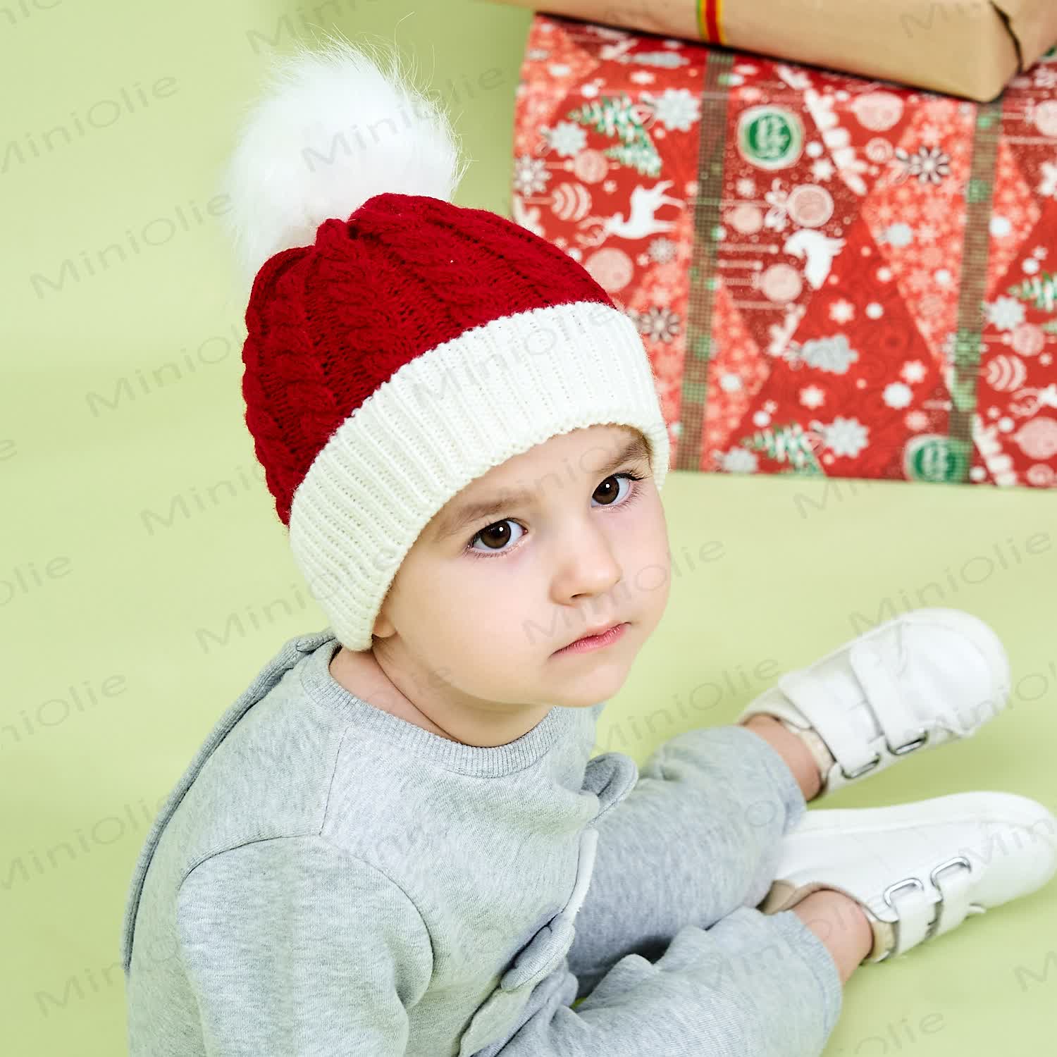 Baby Plush Twist Christmas Knitted Beanie