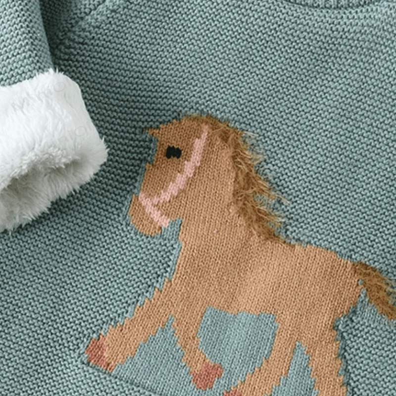 Kid Cute Horse Thicken Knit Sweater