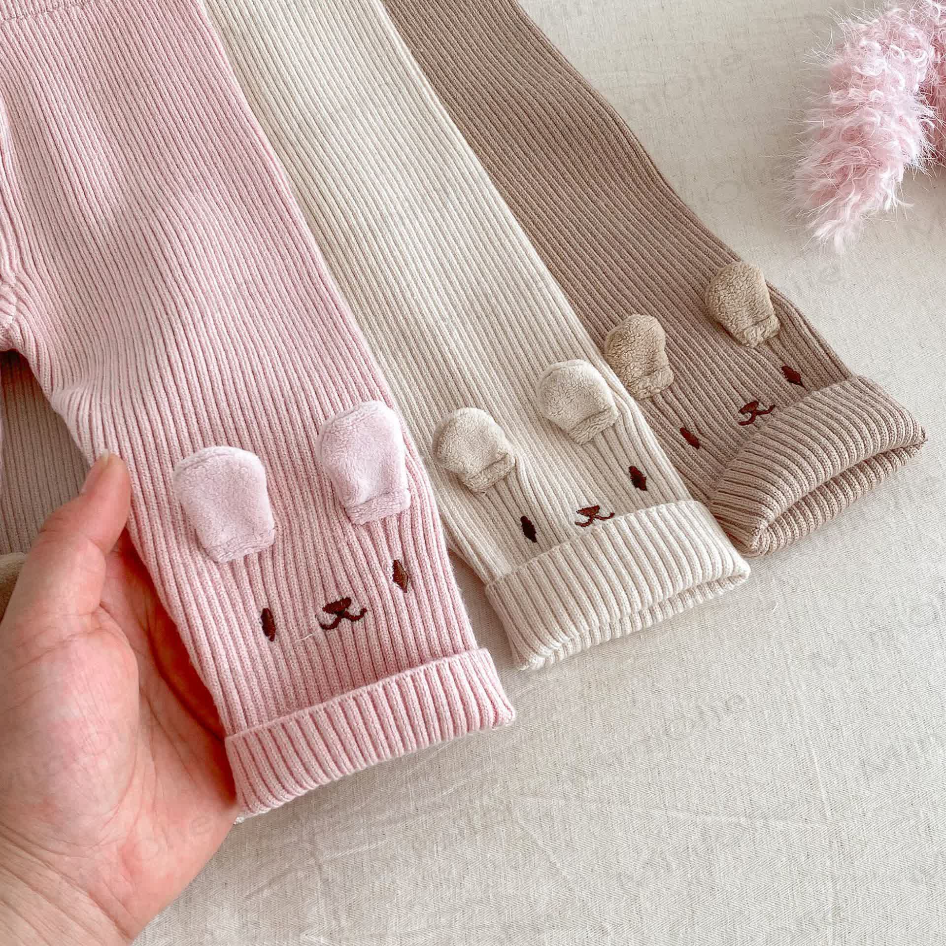 Baby Toddler Girl Embroidered Bunny Knitted Leggings