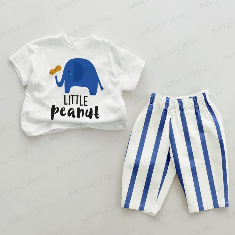 LITTLE PEANUT Baby Elephant Vertical Striped 2-piece Set