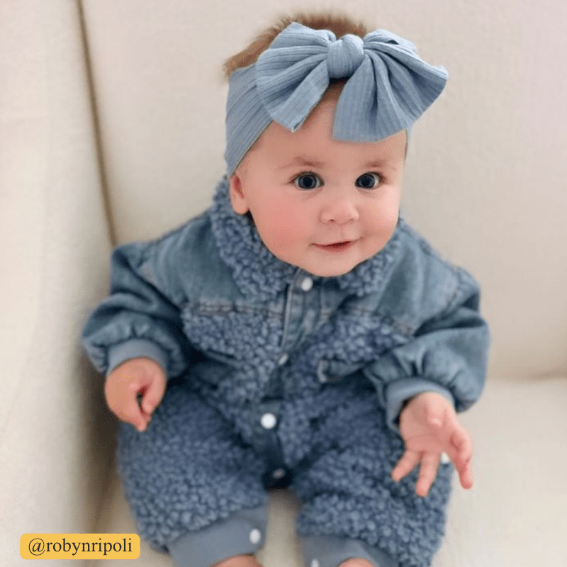 Baby Denim Blue Warm Fleece Romper