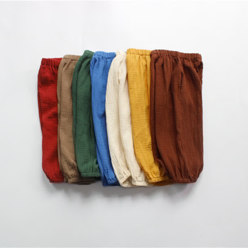 Toddler Retro Solid Color Linen Pants