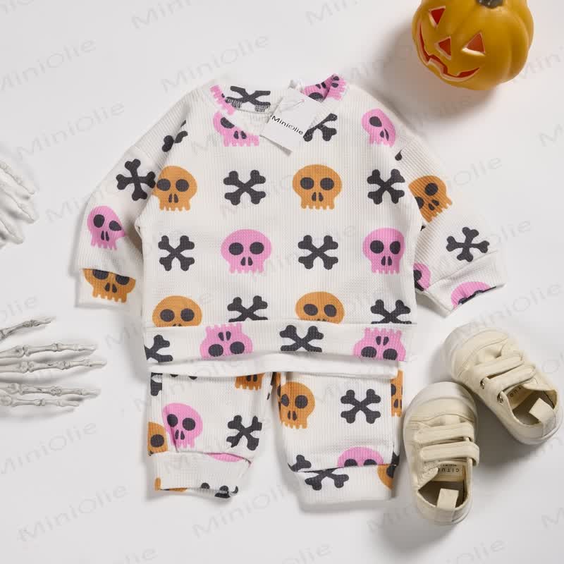 Baby Toddler Skull Printed Waffle 2-piece Set