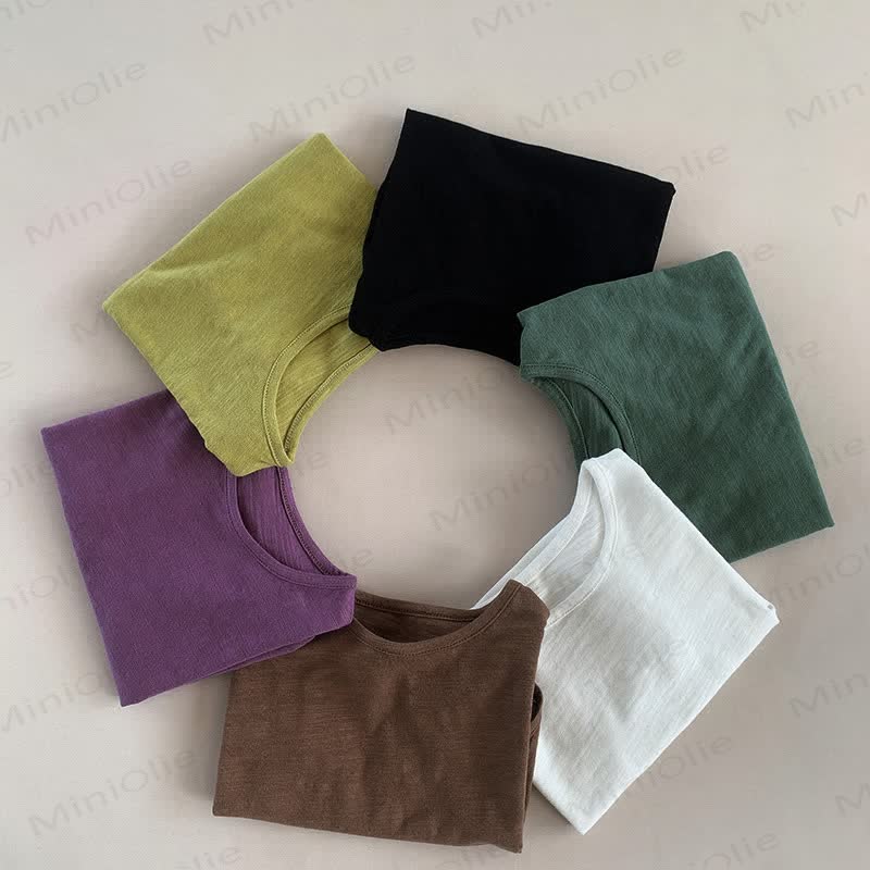 Toddler Solid Color Retro Soft T-shirt