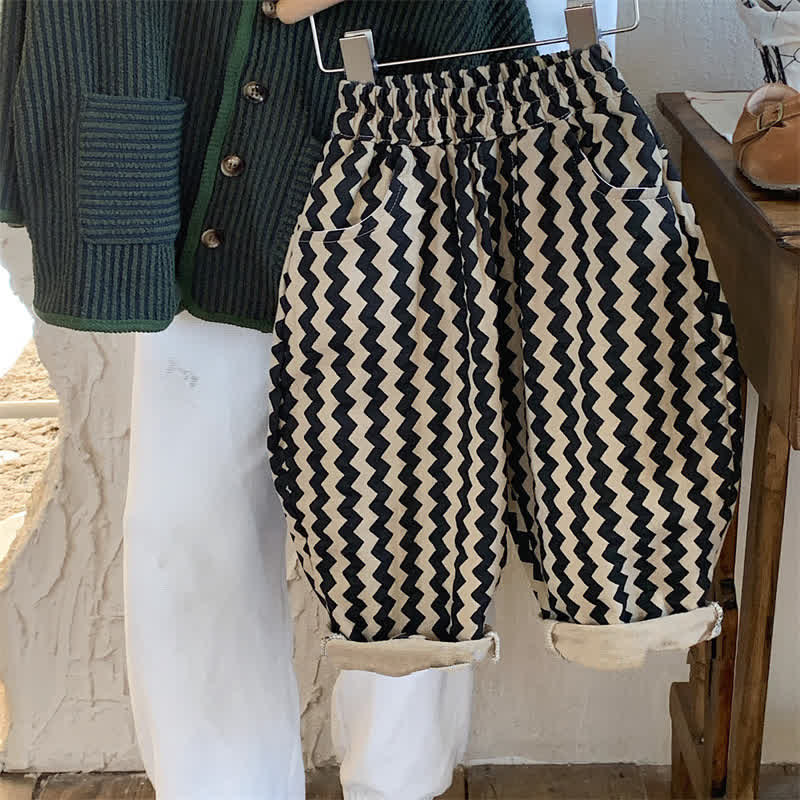 Toddler Wavy Grain Loose Black Pants