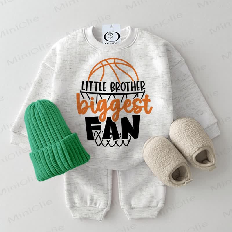 LITTLE BROTHER BIGGEST FAN Baby Basketball 2-piece Light Grey Set