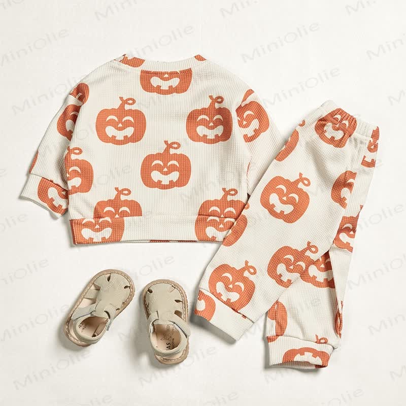 Baby Toddler Halloween Pumpkin Waffle 2-piece Set