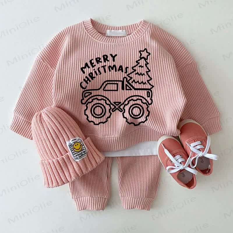 MERRY CHRISTMAS Baby Pink Tree Car 2-Piece Set