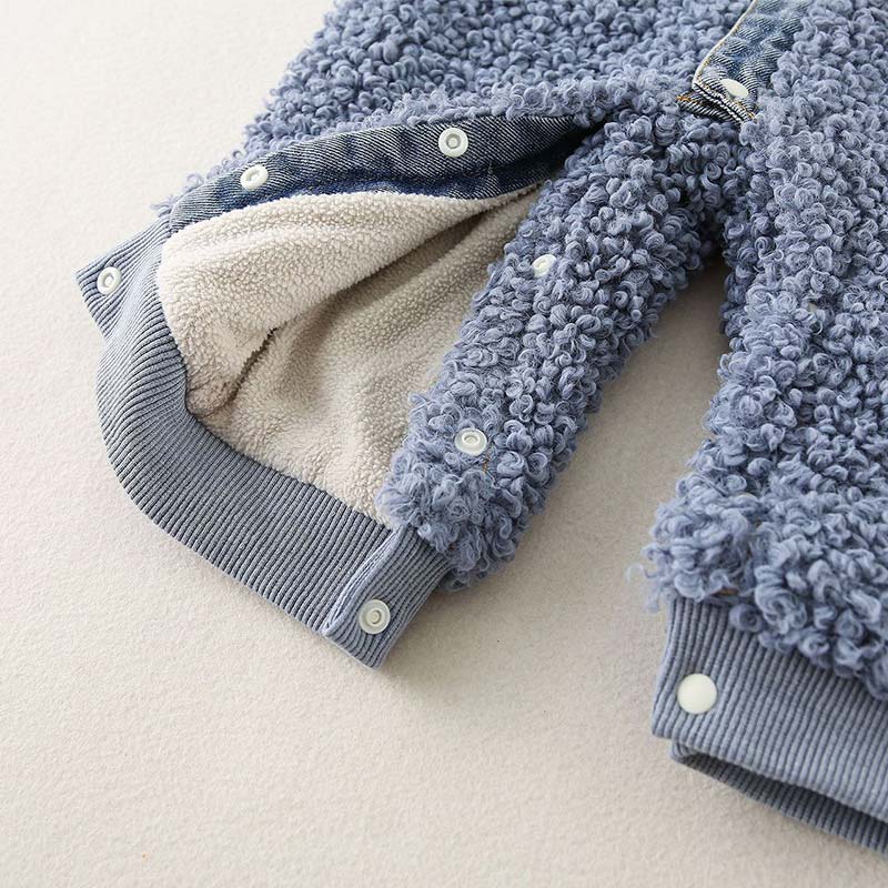 Baby Denim Blue Warm Fleece Romper