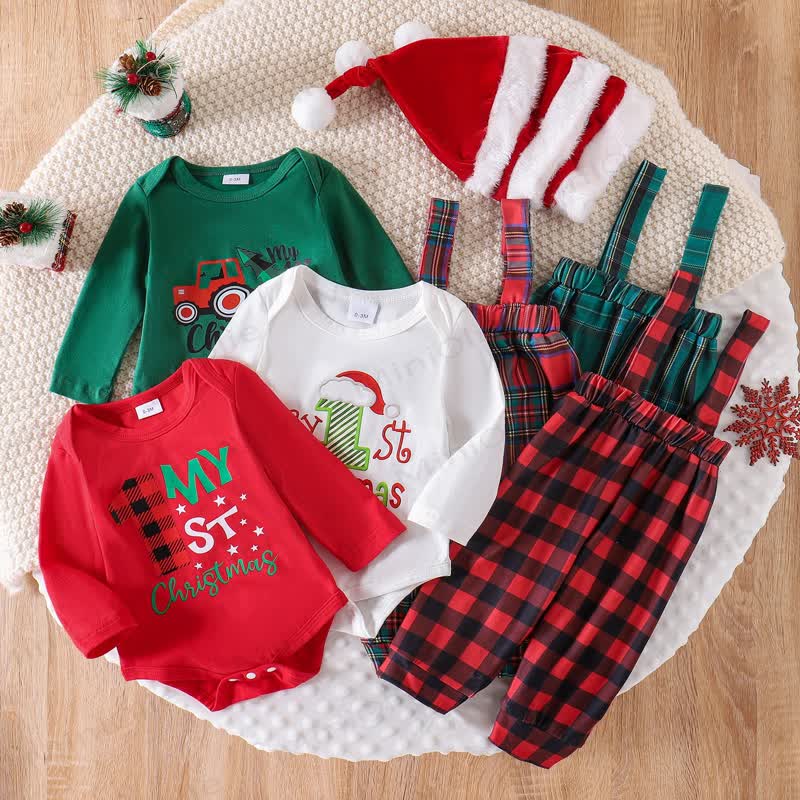 MY 1ST CHRISTMAS Baby Plaid 2-Piece Set with Hat