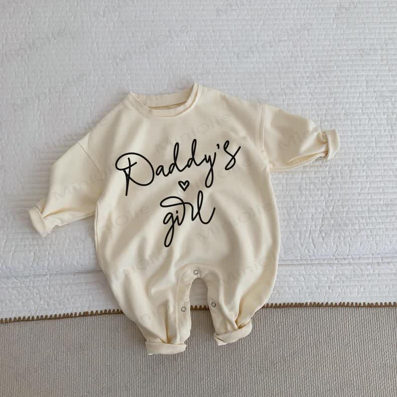 DADDY'S GIRL Baby Beige Romper