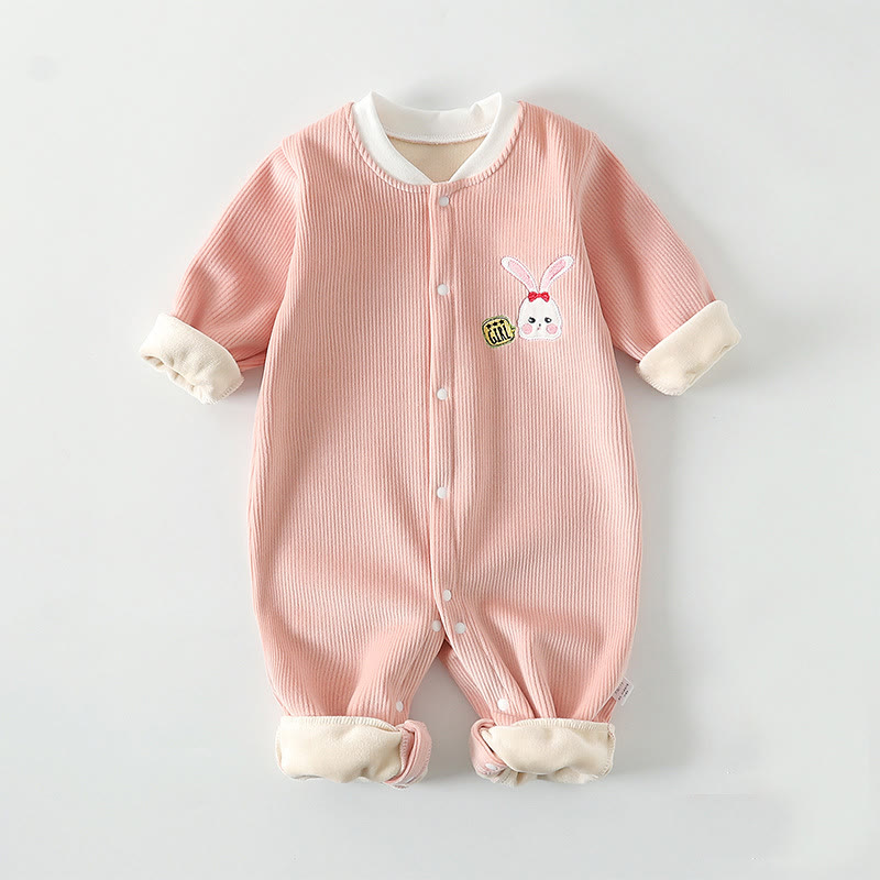 Baby Fleece Lined Cute Animal Romper