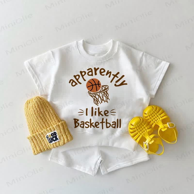 APRARENTLY I LIKE BASKETBALL Baby 2-piece White Set