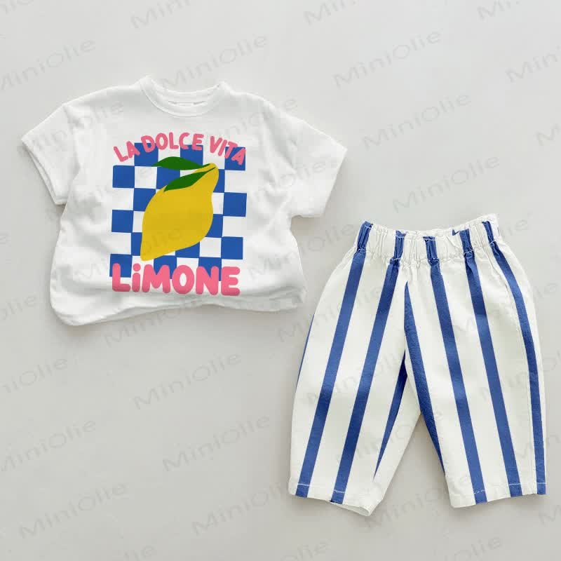 LA DOLCE VITA LIMONE Baby Blue Vertical Striped 2-piece Set