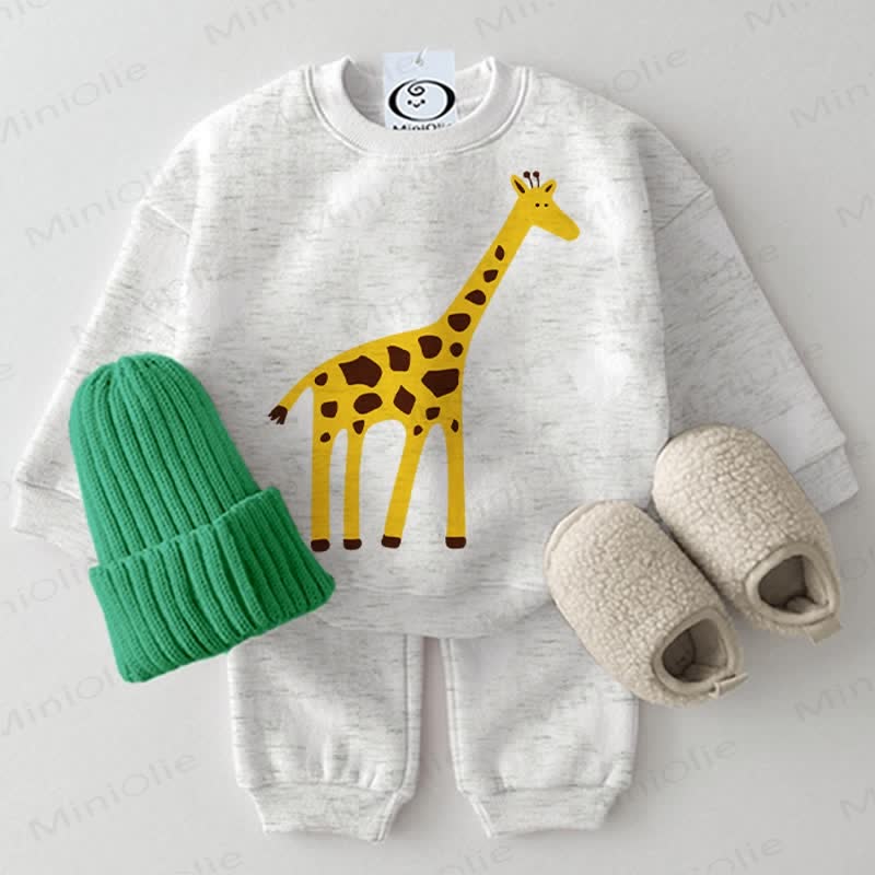 Baby Cute Giraffe 2-piece Light Grey Set