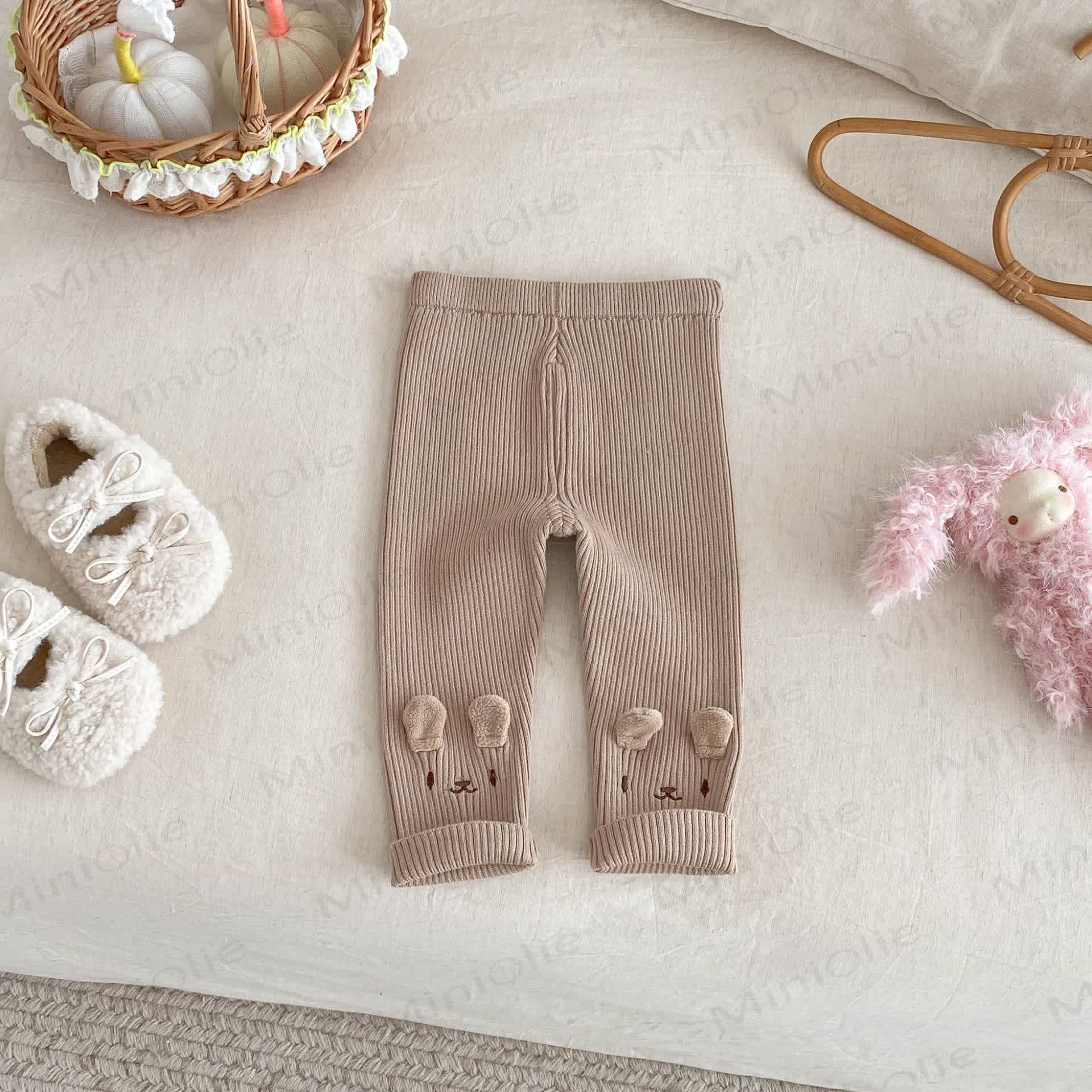 Baby Toddler Girl Embroidered Bunny Knitted Leggings