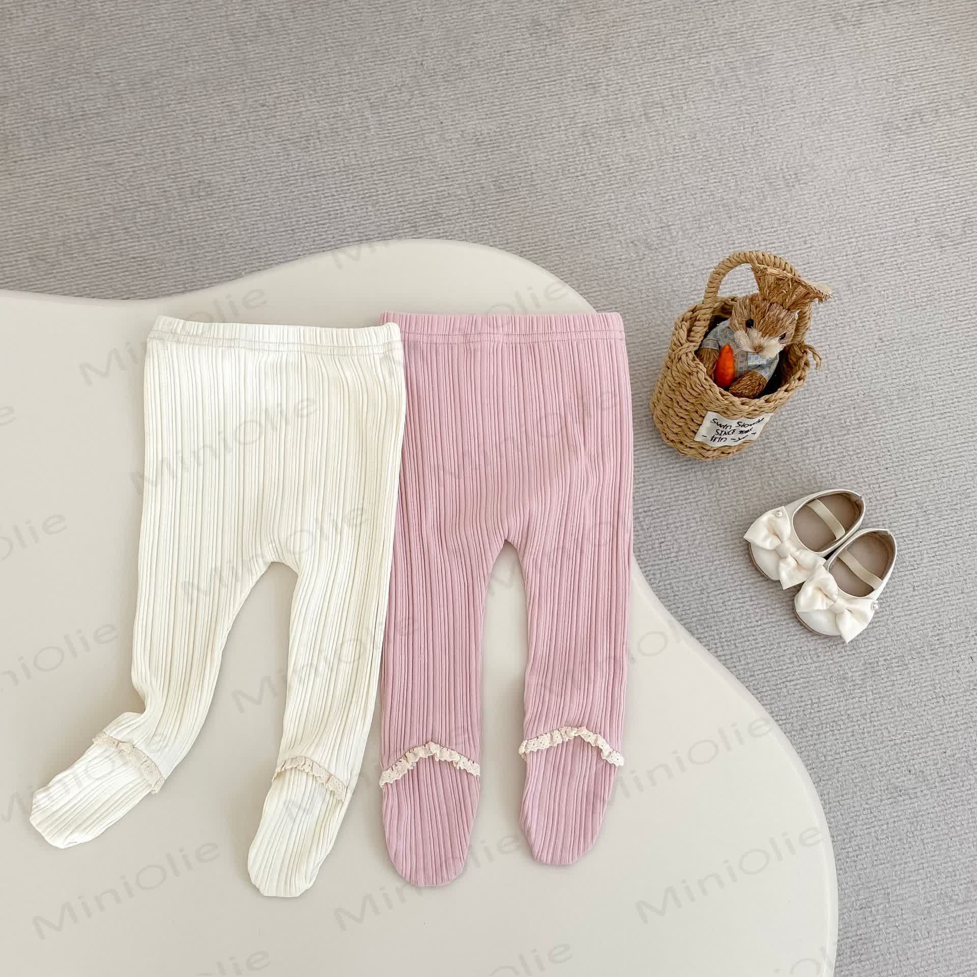 Baby Toddler Girl Solid Color Lace Leggings