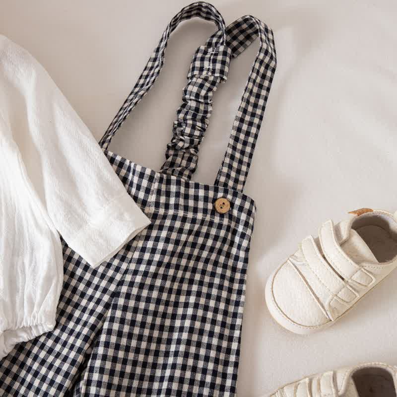 Baby Boy Gentleman Plaid Bodysuit Overalls 2-piece Set